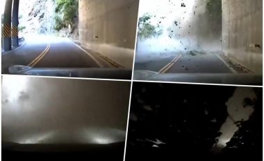 Pamje që tregojnë fuqinë e vërtetë të tërmetit që goditi Tajvanin, shoferi i veturës shpëton “për një fije floku” nga rrëshqitja e dheut