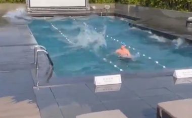 Ai ishte duke u relaksuar në një pishinë kur tërmeti trondit Tajvanin – videoja bëhet virale në rrjetet sociale