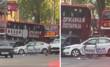Aksident në Çair të Shkupit, përfshihet edhe një makinë e policisë