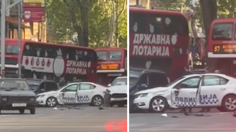 Aksident në Çair të Shkupit, përfshihet edhe një makinë e policisë