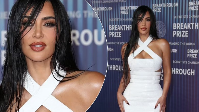 Kim Kardashian shfaq linjat trupore në një fustan lëkure, në ceremoninë e 10-të të ‘Çmimit Breakthrough’