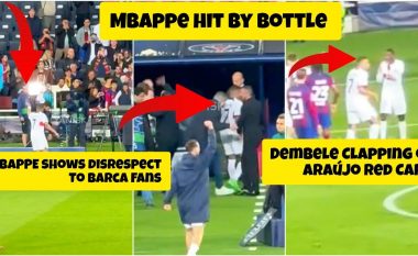 Bëhen virale pamjet nga Montjuic: Provokimi i Mbappes kundrejt tifozëve të Barcelonës dhe hedhja e shisheve