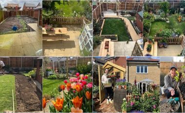 Një çift në Angli janë bërë viralë pasi e kanë shndërruar kopshtin e tyre “gri” në një 