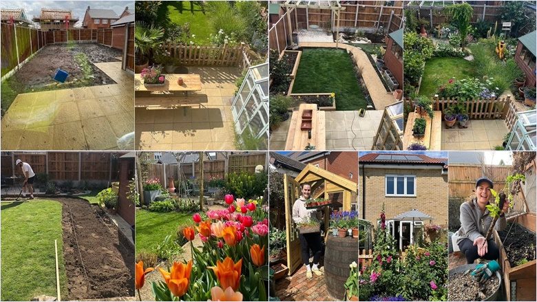 Një çift në Angli janë bërë viralë pasi e kanë shndërruar kopshtin e tyre “gri” në një “oazë të bukur” me lule