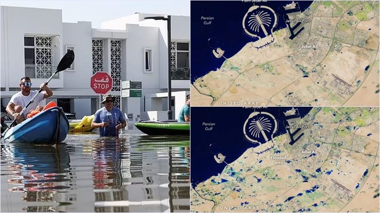 Pamje të Dubait nga hapësira – ja si dukej, para dhe pas përmbytjeve