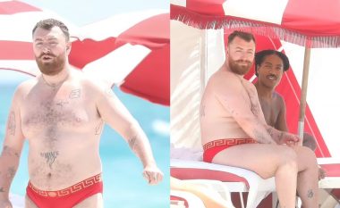 Sam Smith vesh rroba banje të kuqe “Versace”, teksa shijon një ditë relaksuese në plazh në Miami