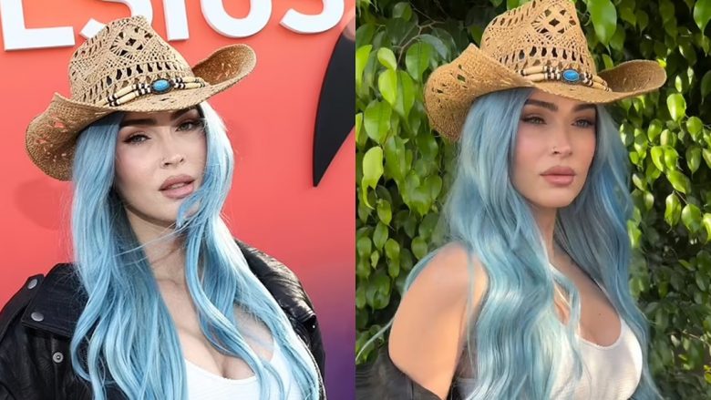 Megan Fox shfaqet me flokë të kaltra, teksa mbërrin në festën e Coachella