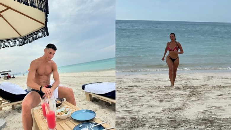 Cristiano dhe Georgina shijojnë plazhin e Abu-Dhabit në ditën e dytë të Bajramit