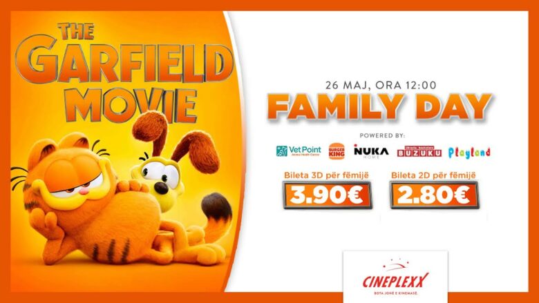 “Garfield the movie” vjen eksluzivisht në Cineplexx me eventin ‘Dita e Familjes’ – Ju presin shumë shpërblime dhe aktivitete të ndryshme