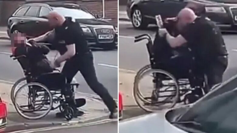 Goditi brutalisht burrin me nevoja të veçanta që ishte në karrocë, polici britanik hetohet për veprimin – kamerat e sigurisë e filmuan