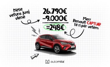 Kerr Renault Captur i ri “00”, plus mundësi udhëtimi në Evropë veç me Auto Mita
