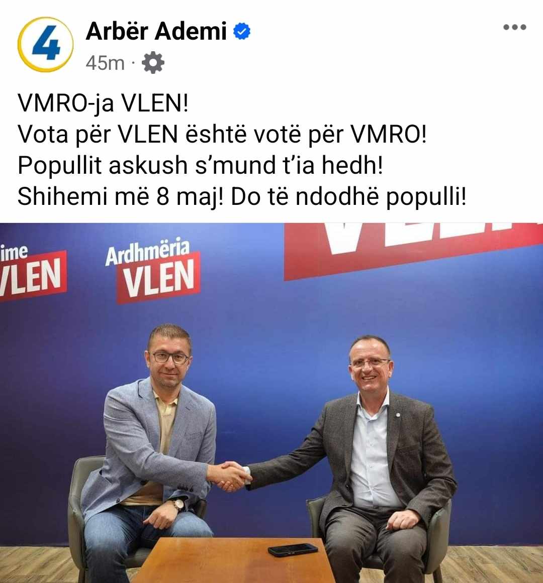 Ademi: Vota për VLEN është votë për OBRM-PDUKM-në