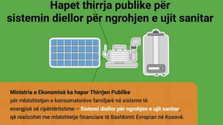 Deri në 1 mijë euro për familje për të mbështetur instalimin e sistemit për energjinë e ripërtëritshme – hapet thirrja