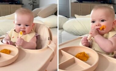 Mbi 2.8 milionë shikime – foshnja provon për herë të parë puren e patateve