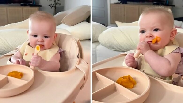 Mbi 2.8 milionë shikime - foshnja provon për herë të parë puren e patateve