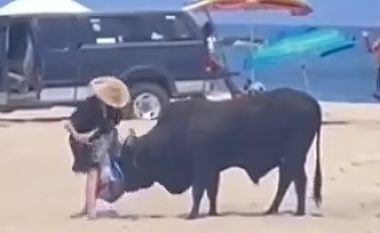 Një grua u sulmua nga një dem në një plazh të Meksikës – dikush nga komentuesit gjeti kohë edhe për shaka