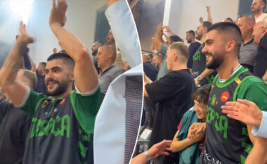“Urime Trepça, urime qyteti jem”, Butrint Imeri bëri tifo nga tribunat për Trepçën e shpallur kampione në basketboll