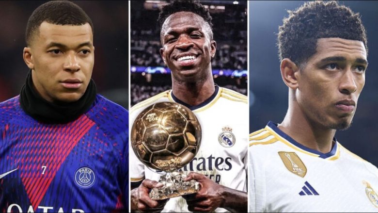 Mbappe, Vinicius Jr, Bellingham: Renditja e fundit e favoritëve për Topin e Artë