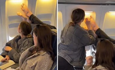 Cirk në një aeroplan: Vajza ia ngjyros thonjtë pasagjerit arrogant teksa ai ishte në gjumë