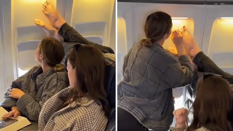 Cirk në një aeroplan: Vajza ia ngjyros thonjtë pasagjerit arrogant teksa ai ishte në gjumë