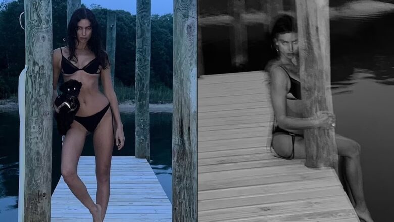 Irina Shayk tregon figurën e saj të mrekullueshme me bikini të zeza, teksa pozon buzë liqenit