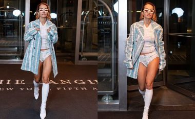 Rita Ora tregon stilin e saj unik, ndërsa del në New York përpara Met Gala