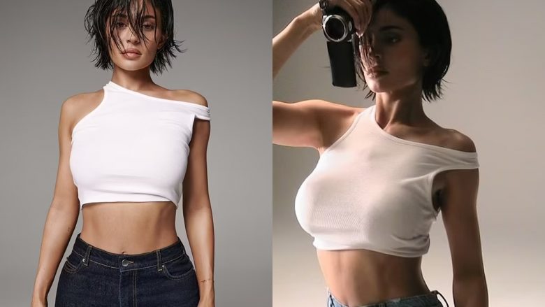 Kylie Jenner shfaq barkun në një bluzë të ngushtë, në imazhet e reja për veshjet “Khy”