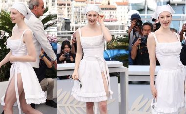 Festivali i Filmit në Kanë: Hunter Schafer tregon ndjenjën e saj të çuditshme të stilit me një fustan të bardhë