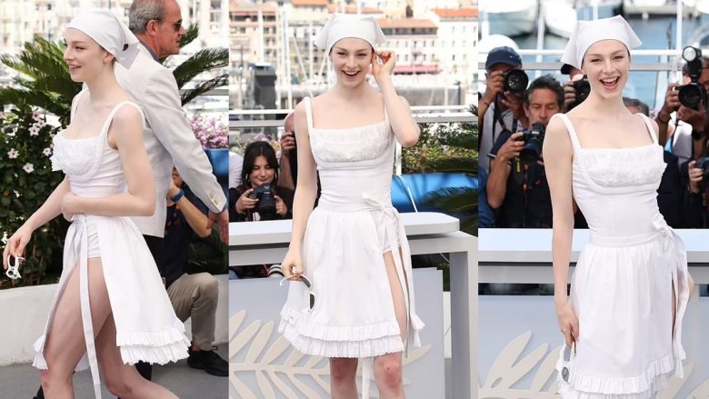 Festivali i Filmit në Kanë: Hunter Schafer tregon ndjenjën e saj të çuditshme të stilit me një fustan të bardhë