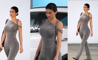 Kylie Jenner shfaq ndjenjën e saj shumë të mprehtë të modës, në një ansambël të ngushtë