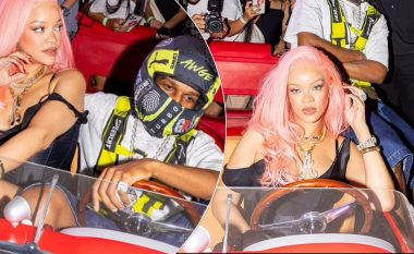 Rihanna vazhdon të tregojë flokët e saj rozë, teksa shfaqet bashkë me ASAP Rockyn