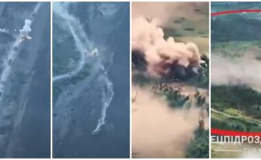 Dronët ukrainas shkatërrojnë një nga një tanket ruse në një pritë të organizuar