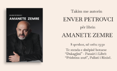 Takim me autorin Enver Petrovci për librin “Amanete zemre” tek stenda “Dukagjini” në Pallatin e Rinisë