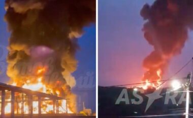 Sulme me dronë kamikaz në qytetin rus, rezervuarët e naftës përfshihen nga zjarri