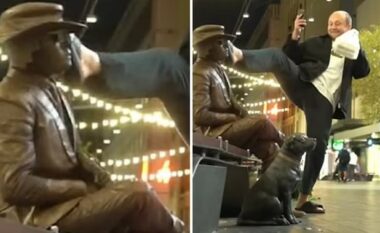 Qytetari australian mendoi se ishte statujë e vërtetë, godet me shqelm në fytyrë të riun – pamjet bëhen virale