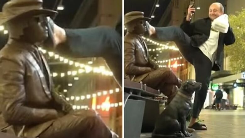 Qytetari australian mendoi se ishte statujë e vërtetë, godet me shqelm në fytyrë të riun – pamjet bëhen virale