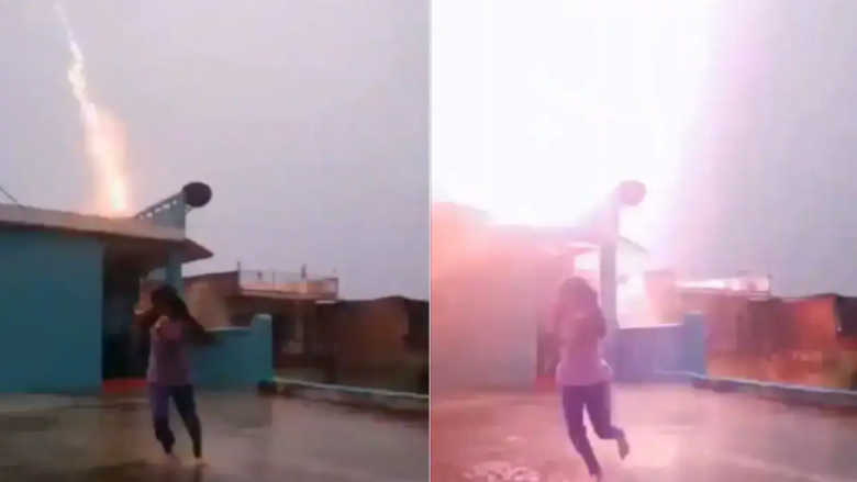 Kërcimi i vajzës në shi ndërpritet nga rrufeja, videoja bëhet virale