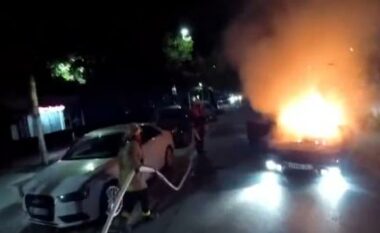 Aksident gjatë natës në Vlorë, makina përfshihet nga flakët