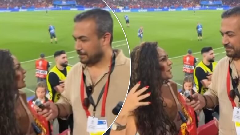 Xhuli Nura jep intervista për mediat gjermane nga stadiumi: Krenare që jam shqiptare