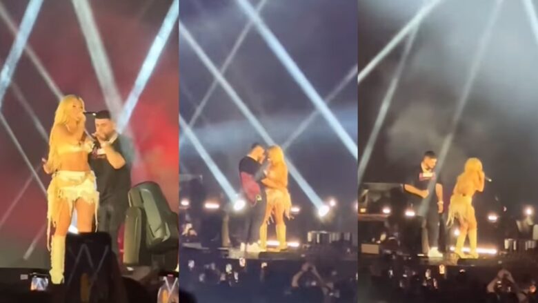 Momente gati intime mes Erës dhe Noizyt në koncertin Alpha Show – reperi i vendosi dorën në bel dhe në ijë