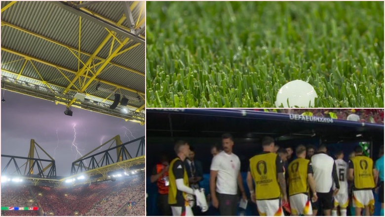 Ndërpritet ndeshja Gjermani – Danimarkë: Shi, breshër dhe shkarkime rrufesh në stadium