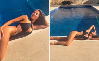 Nicole Scherzinger tërheq vëmendjen me format fizike në bikini pranë pishinës