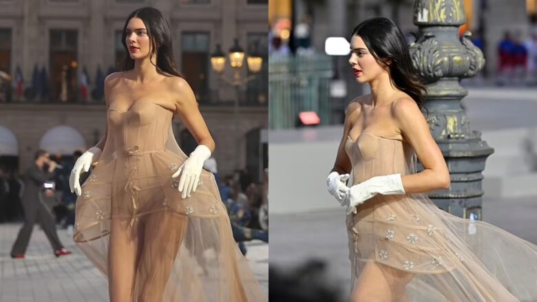 Kendall Jenner duket mbresëlënëse me një fustan tejet të veçantë, në pistën e Vogue World Paris