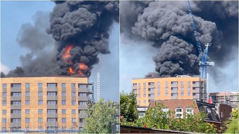 Pas “shpërthimit”, një zjarr masiv ka shpërthyer në një ndërtesë afër Londrës – qytetarëve u është kërkuar të qëndrojnë larg zonës