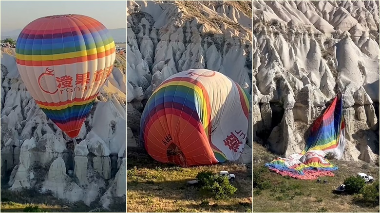 Një ‘balonë gjigante’ e mbushur me turistë ‘përplaset’ mbi formacionet shkëmbore në Turqi – dëshmitarja rrëfen ngjarjen