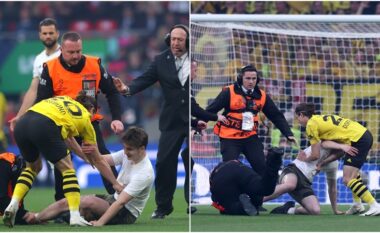 Tifozi vrapoi në fushë për rreth dy minuta, dalin pamjet se si ylli i Dortmundit e rrëzoi atë