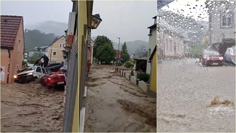 Shiu “mori me vete” disa makina dhe dëmtoi shumë shtëpi – detaje dhe pamje të përmbytjeve  në Austri