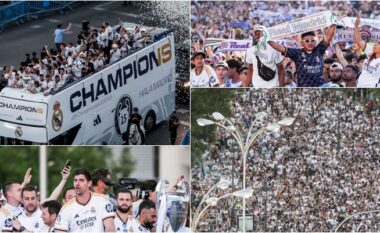 Pamje spektakolare nga sheshi “Cibeles” – qindra mijëra tifozë po festojnë së bashku me lojtarët e Real Madridit