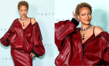 Rihanna tregon flokët e saj natyralë, teksa shfaq një pamje rrezatuese në prezantimin e linjës së saj të re “Fenty Hair”
