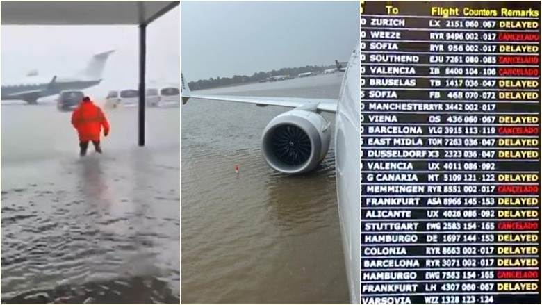 Aeroporti i Majorkës u godit nga një stuhi shiu – pamje që tregojnë gjendjen që u krijua, pas përmbytjes së pistës